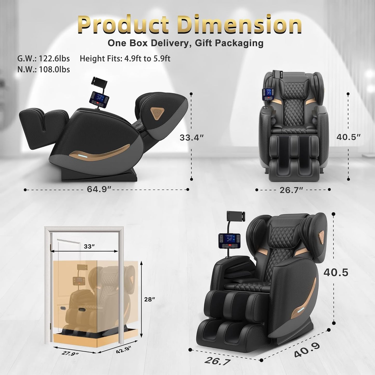 2026 Massage Chair Full Body, Zero Gravity Massage Chair Recliner - Upgraded 10-Point Roller, Heating, Airbags, Foot Roller, Shiatsu Full Body Massage Chairs, Gift for Parent — product view 2