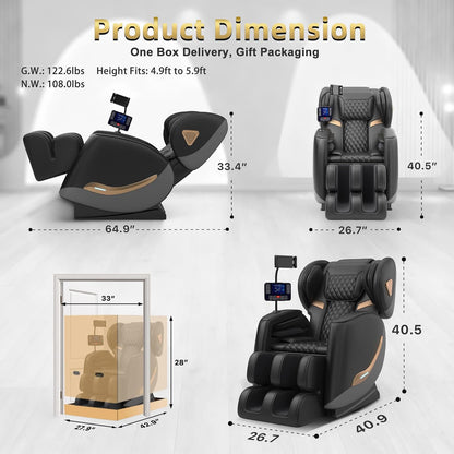 2026 Massage Chair Full Body, Zero Gravity Massage Chair Recliner - Upgraded 10-Point Roller, Heating, Airbags, Foot Roller, Shiatsu Full Body Massage Chairs, Gift for Parent — product view 2