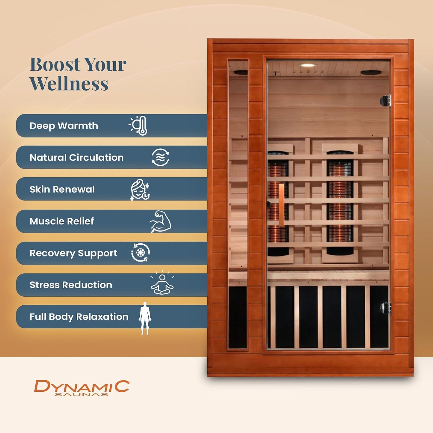 DYNAMIC SAUNAS Cordoba Full Spectrum Infrared Sauna with Red Light Therapy