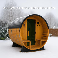 Outdoor Barrel Sauna Built for Home Wellness, Cedar Construction, 9kW Electric Heater, WiFi Control Panel — product view 11