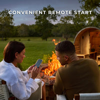 Outdoor Barrel Sauna Built for Home Wellness, Cedar Construction, 9kW Electric Heater, WiFi Control Panel — product view 12
