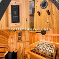 Outdoor Barrel Sauna Built for Home Wellness, Cedar Construction, 9kW Electric Heater, WiFi Control Panel — product view 14