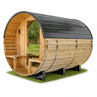 Outdoor Barrel Sauna Built for Home Wellness, Cedar Construction, 9kW Electric Heater, WiFi Control Panel — product view 9