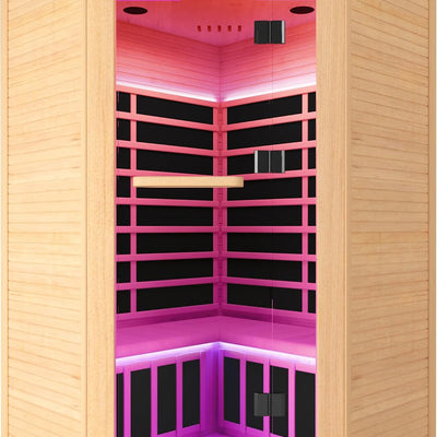 2-3 Person Corner Sauna Far Infrared 120V 20A Canadian Hemlock