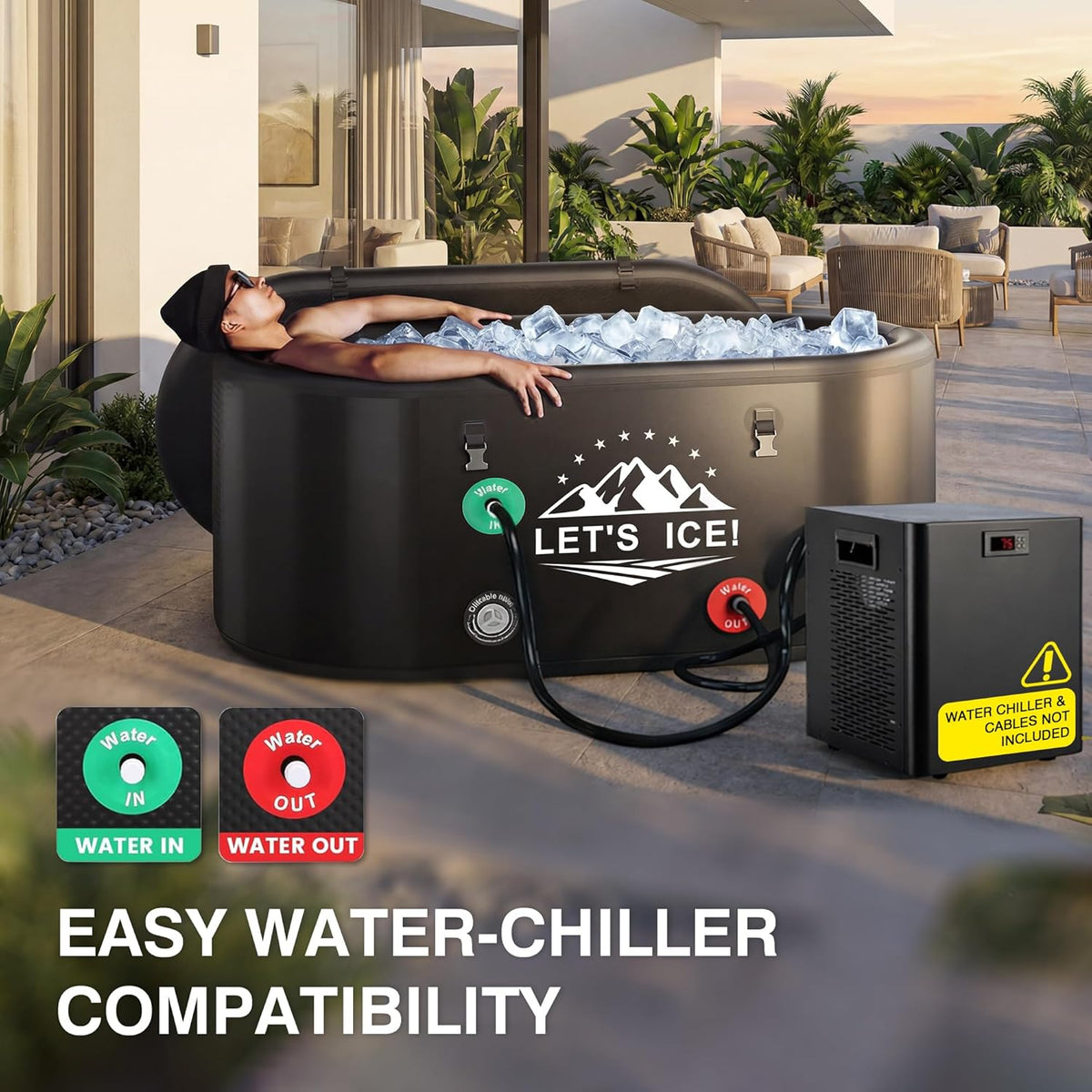 Inflatable Ice Bath Tub for Athletes – 216-Gallon Cold Plunge Tub with Insulated Lid, Full-Body Stretch Design, Insulated & Water Chiller Compatible, Portable for Indoor & Outdoor Recovery — product view 2