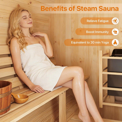 Outdoor Barrel Sauna Built for 4-6 People, 6KW Electric Heater, Solid Wood Construction, 220V Power — product view 8