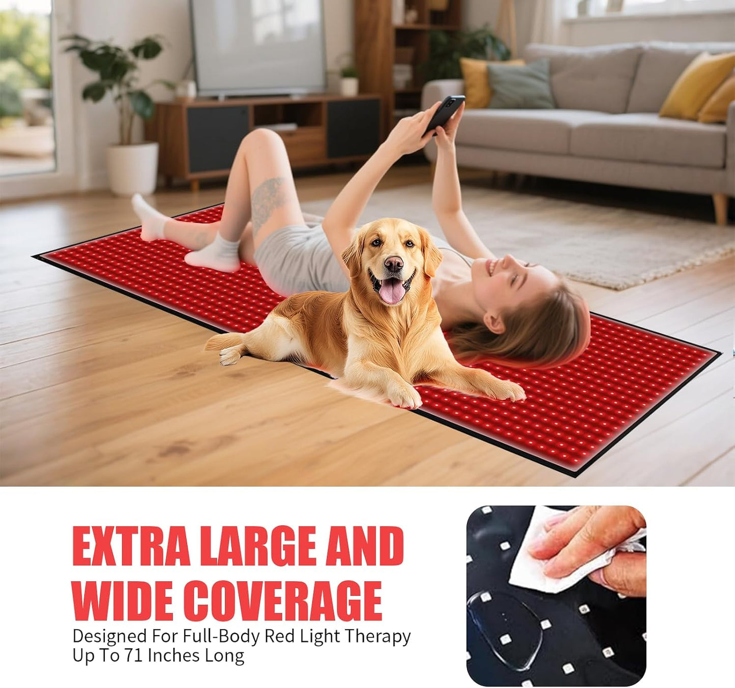 Red Light Therapy Mat for Body Pain Relief,Red Light Therapy Blanket 1280 Leds Red near Infrared 660Nm 850Nm Full Body Pad, 71"X 31" Large Red Light Therapy Pad — product view 2