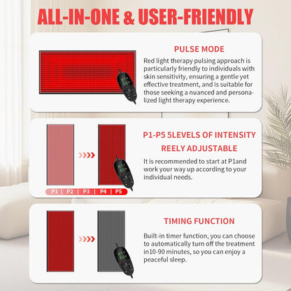 Red Light Therapy Mat for Body Pain Relief,Red Light Therapy Blanket 1280 Leds Red near Infrared 660Nm 850Nm Full Body Pad, 71"X 31" Large Red Light Therapy Pad — product view 4