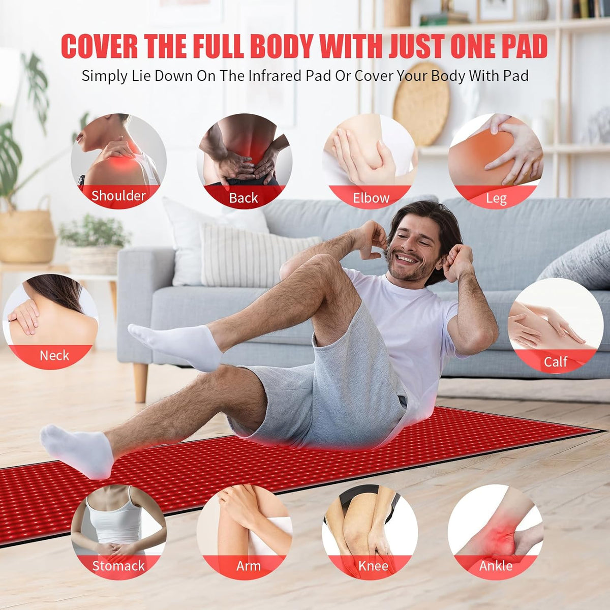 Red Light Therapy Mat for Body Pain Relief,Red Light Therapy Blanket 1280 Leds Red near Infrared 660Nm 850Nm Full Body Pad, 71"X 31" Large Red Light Therapy Pad — product view 6