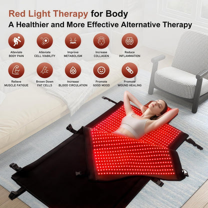 Red Light Therapy Mat for Full Body Pain Relief 75" X 35'' | Infrared Red Light Therapy Blanket for Face and Body with 2570 Dual-Wave Leds (660Nm & 850Nm) — product view 4