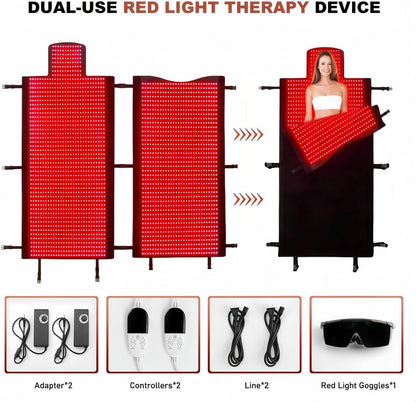 Red Light Therapy Mat for Full Body Pain Relief 75" X 35'' | Infrared Red Light Therapy Blanket for Face and Body with 2570 Dual-Wave Leds (660Nm & 850Nm) — product view 6