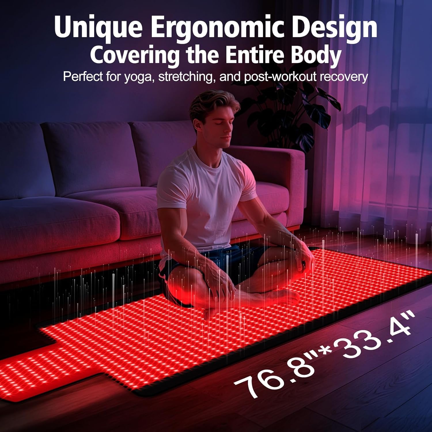 Red Light Therapy Mat for Full Body, Red Light Therapy Blanket, 2 in 1 Leds (660Nm & 850Nm) for Home Use, 3 Modes & Adjustable Timer, 76.8'' X 33.4'' — product view 3