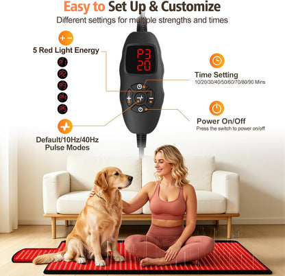 Red Light Therapy Mat for Full Body, Red Light Therapy Blanket, 2 in 1 Leds (660Nm & 850Nm) for Home Use, 3 Modes & Adjustable Timer, 76.8'' X 33.4'' — product view 5